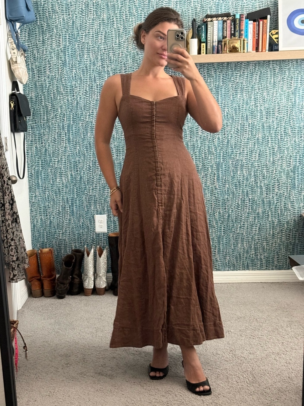 Hansen & Gretel Anthropologie Brightly Linen Maxi‎ Dress